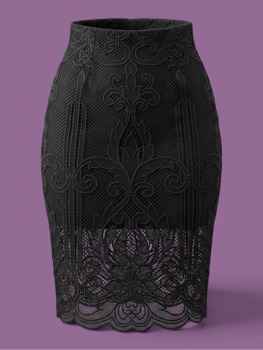 Love Triangle Black Lace-Overlay Pencil Skirt Size 6